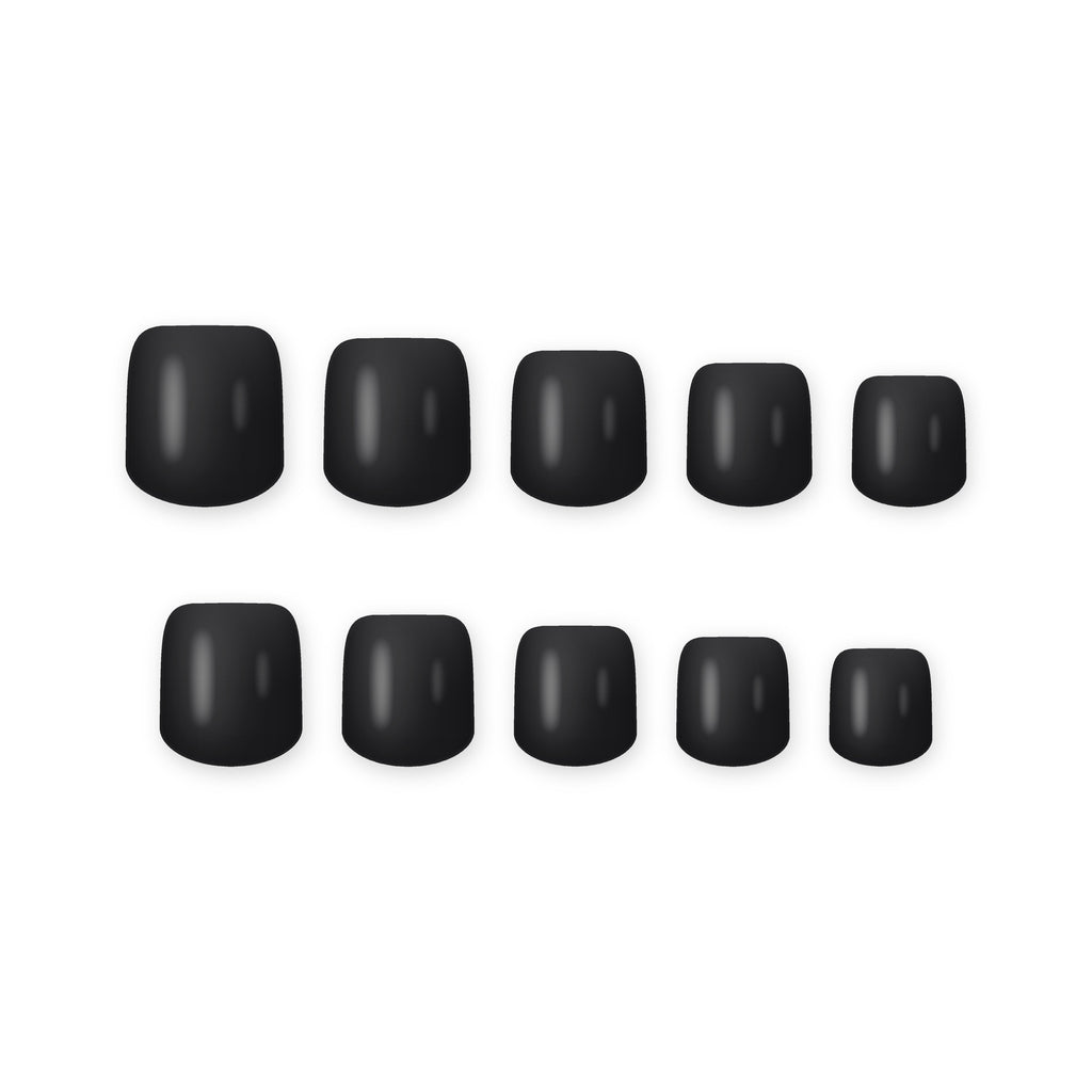 Black Short square press-on nails on white