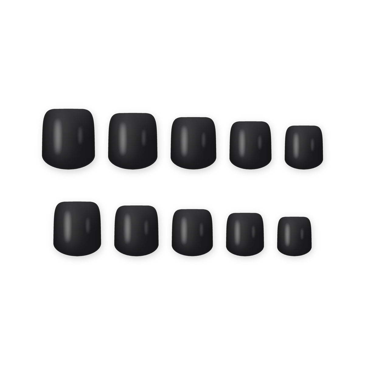 Black Short square press-on nails on white