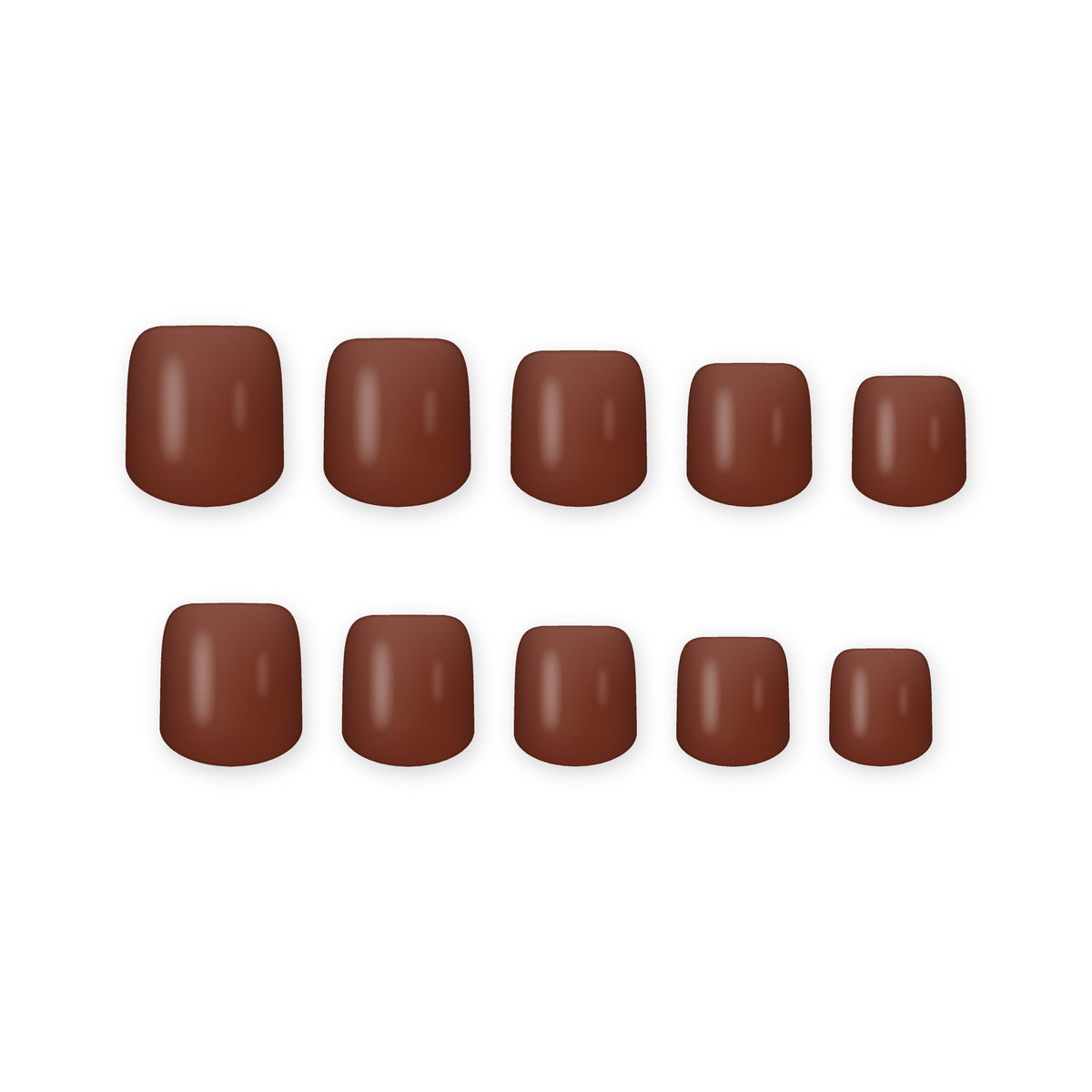 Chestnut Brown Short square press-on nails on white
