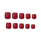 Classic Red Short square press-on nails on white