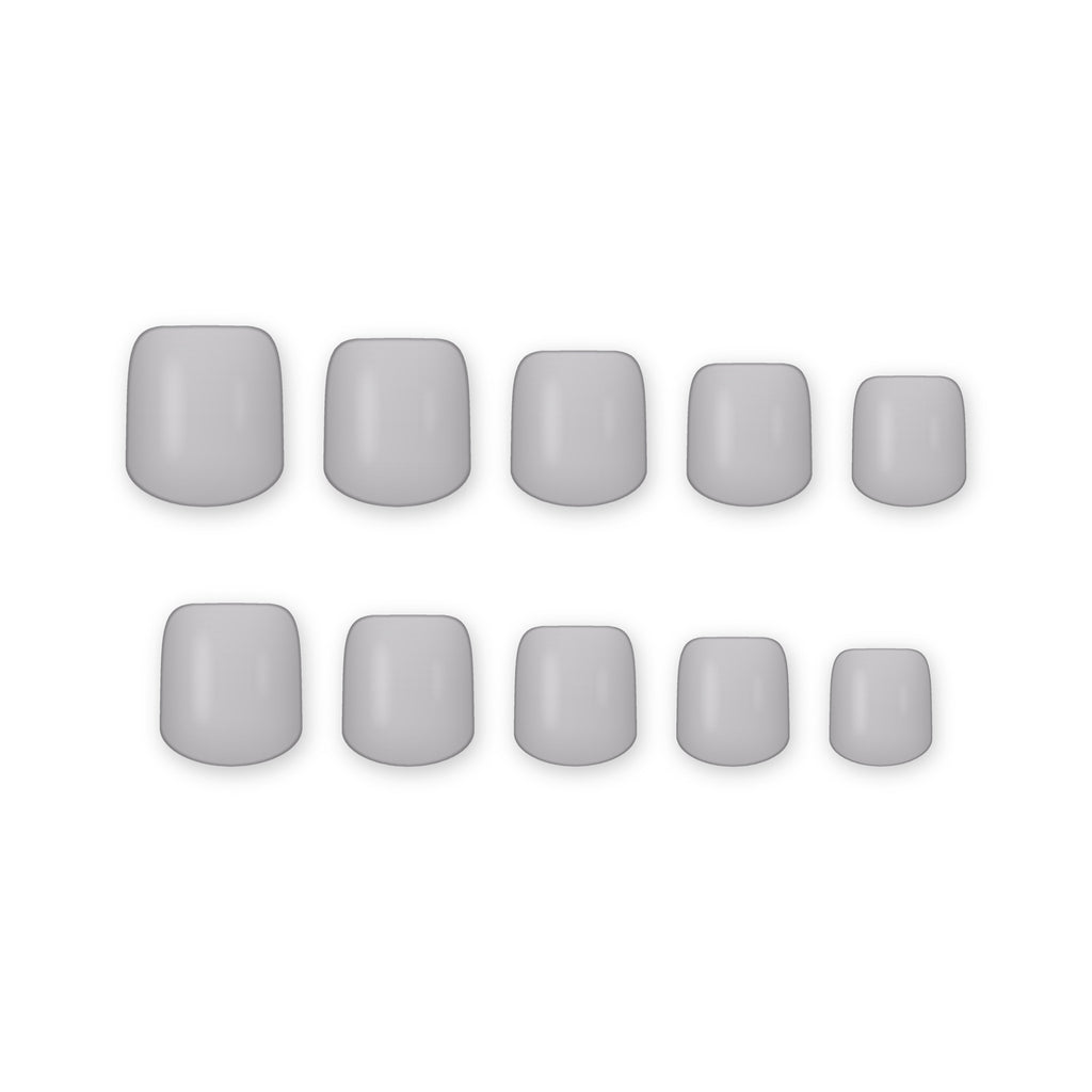 Dove Grey Short square press-on nails on white
