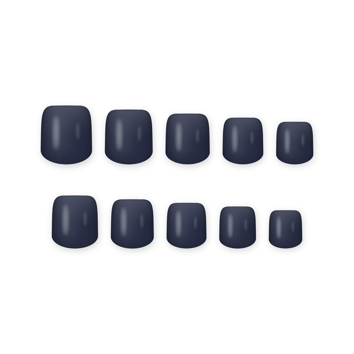 Navy Short square press-on nails on white