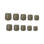 Olive Khaki Short square press-on nails on white