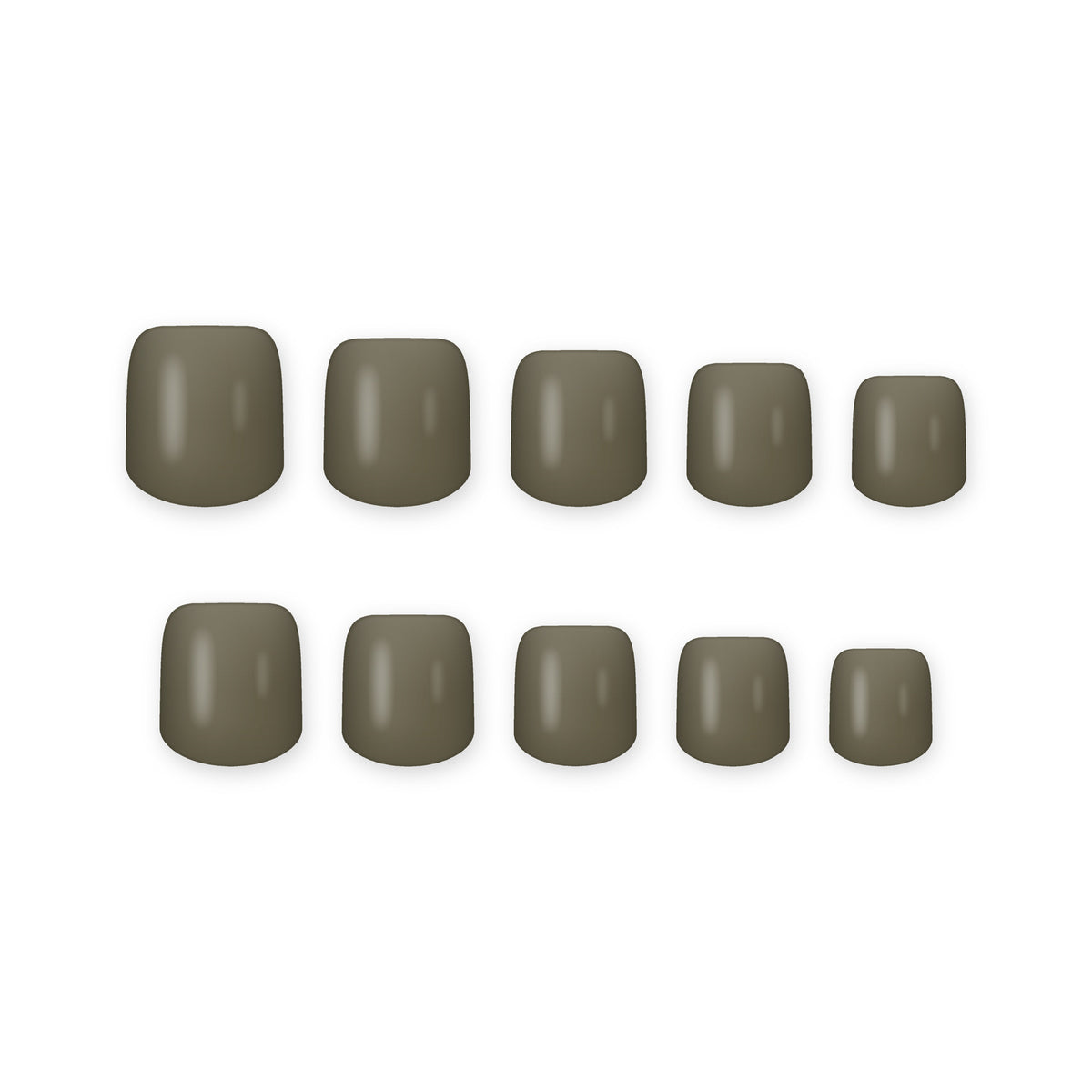 Olive Khaki Short square press-on nails on white