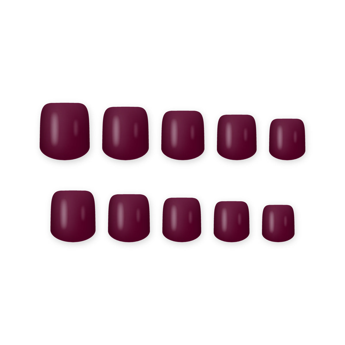 Plum Short square press-on nails on white