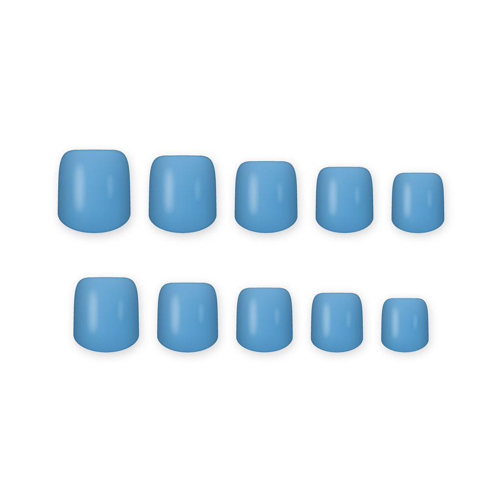 Sky Blue Short square press-on nails on white