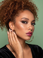 Leopard & Blossom French Almond Press-On Nails — model wearing the nails